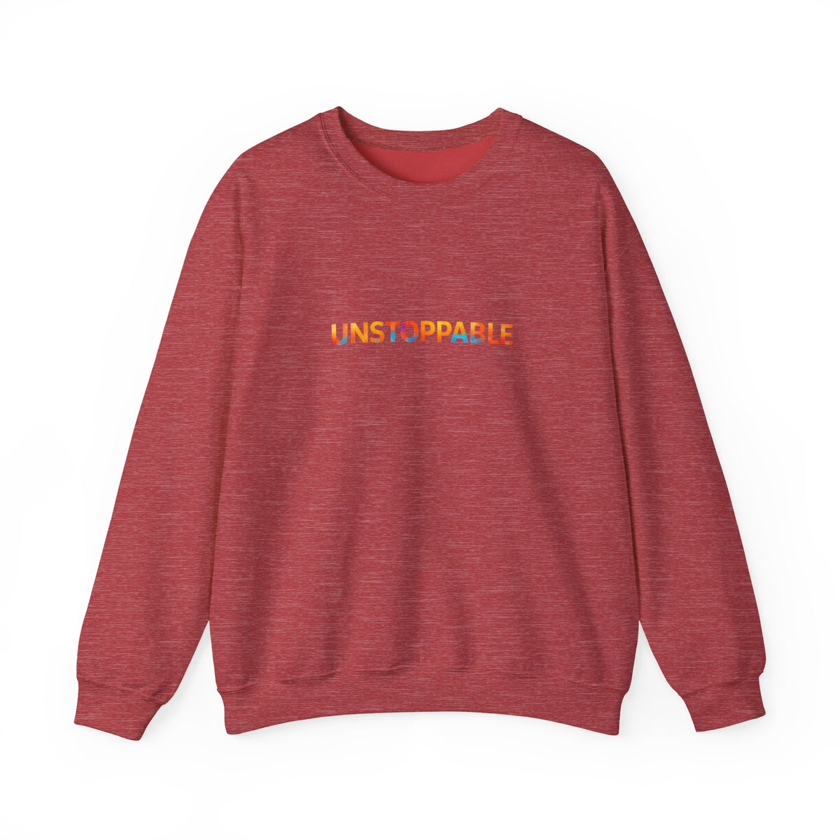 Unstoppable Crewneck Sweatshirt — Inspirational Rainbow Text Pullover