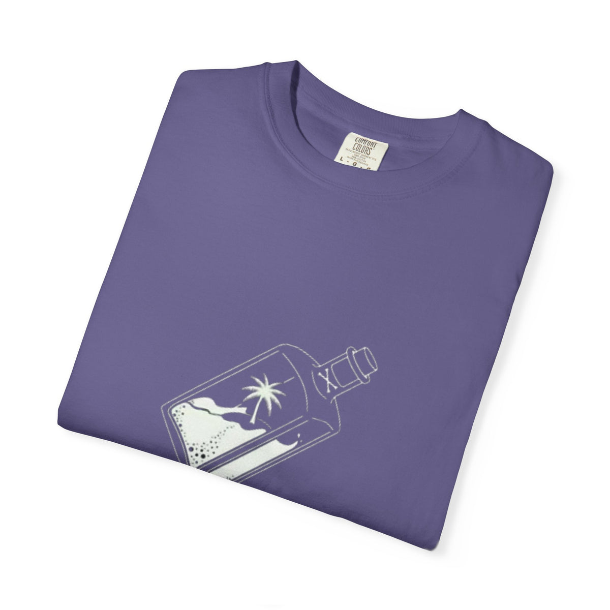 Pocket Island T‑Shirt — Minimal Bottle Isle Graphic Tee