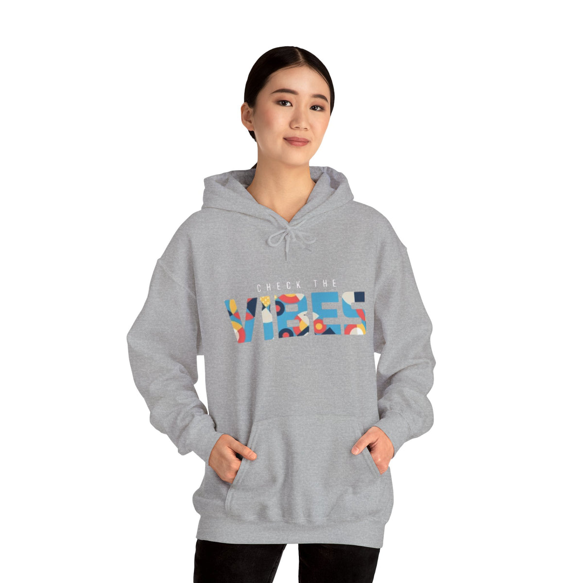Check The Vibes Hoodie – Colorful Retro Graphic Pullover