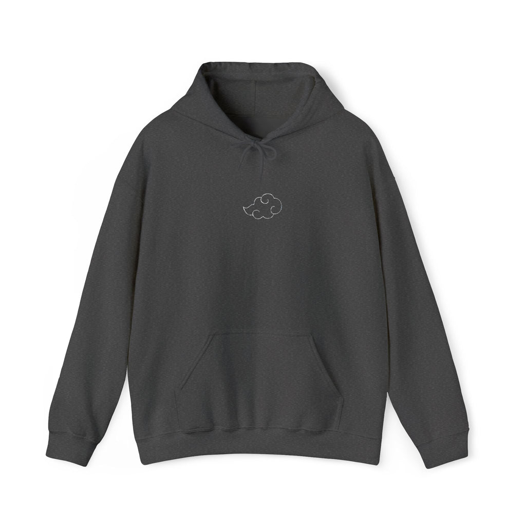 Minimal Cloud Outline Hoodie — Small White Cloud Graphic Embroidered