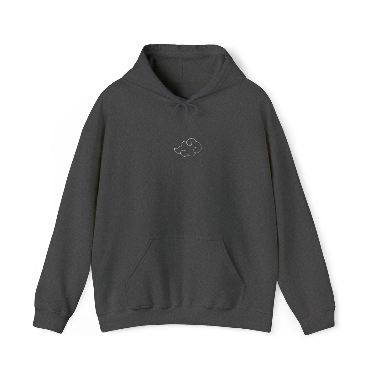Minimal Cloud Outline Hoodie — Small White Cloud Graphic Embroidered