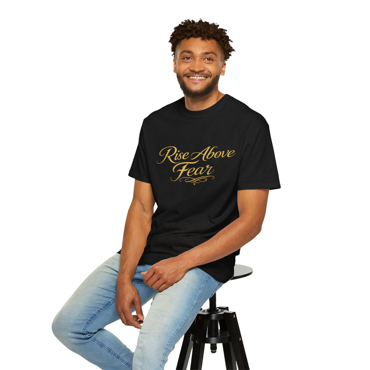Rise Above Fear T-Shirt — Inspirational Script Graphic Tee