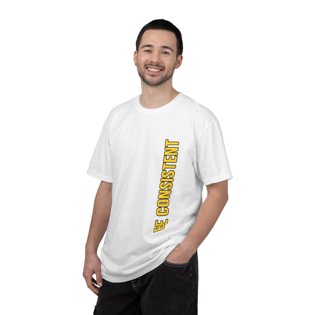 Be Consistent Vertical Graphic T-Shirt — Motivational Fitness Tee