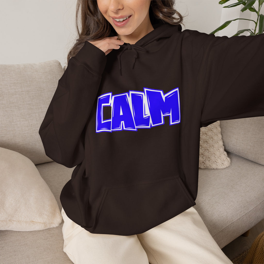 Calm Graphic Hoodie — Bold Blue Streetwear Pullover