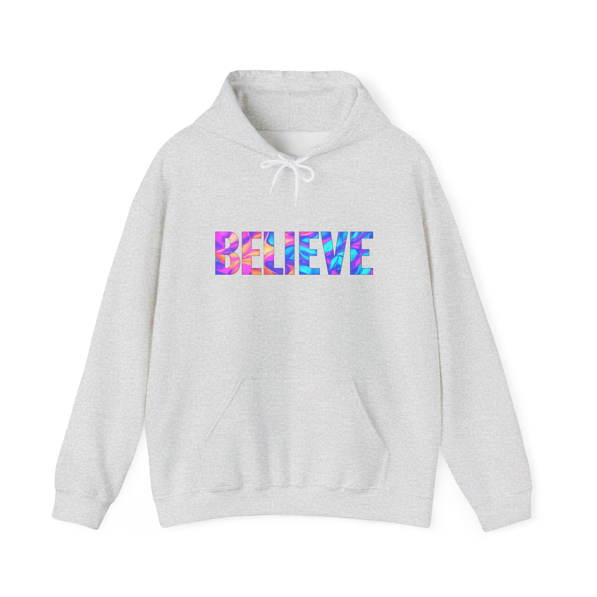 Believe in Yourself Hoodie — Colorful Watercolor Text Inspirational Sweatshirt