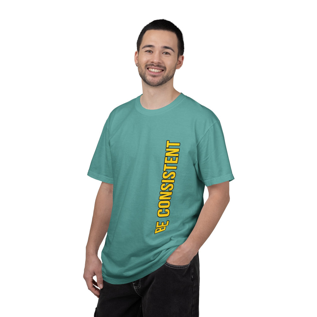Be Consistent Vertical Graphic T-Shirt — Motivational Fitness Tee