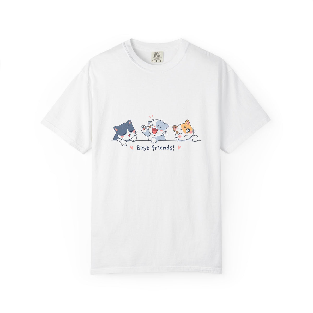 Cute ‘Best Friends!’ Cat T-Shirt — Cartoon Kitten Trio Graphic Tee