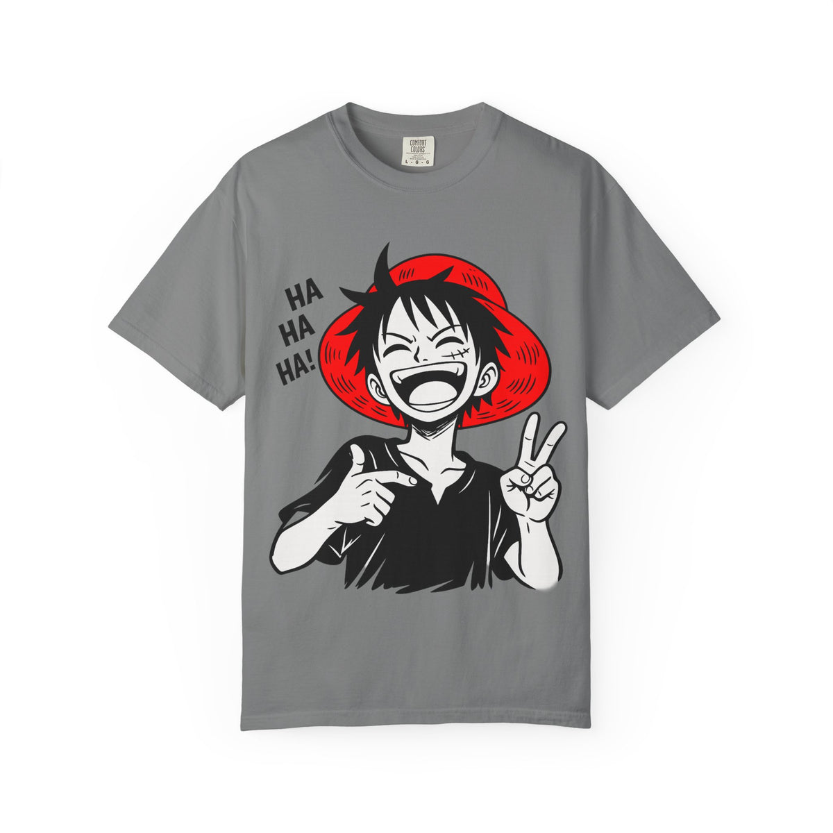 Anime Luffy Laughing Graphic T-shirt - Monkey D. Luffy Peace Sign Tee