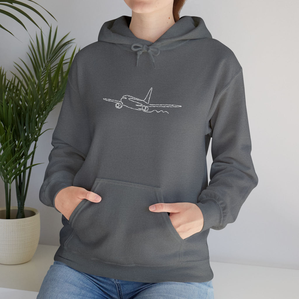 Airplane Silhouette Embroidered Hoodie — Minimal Flight Crew & Aviation Gift