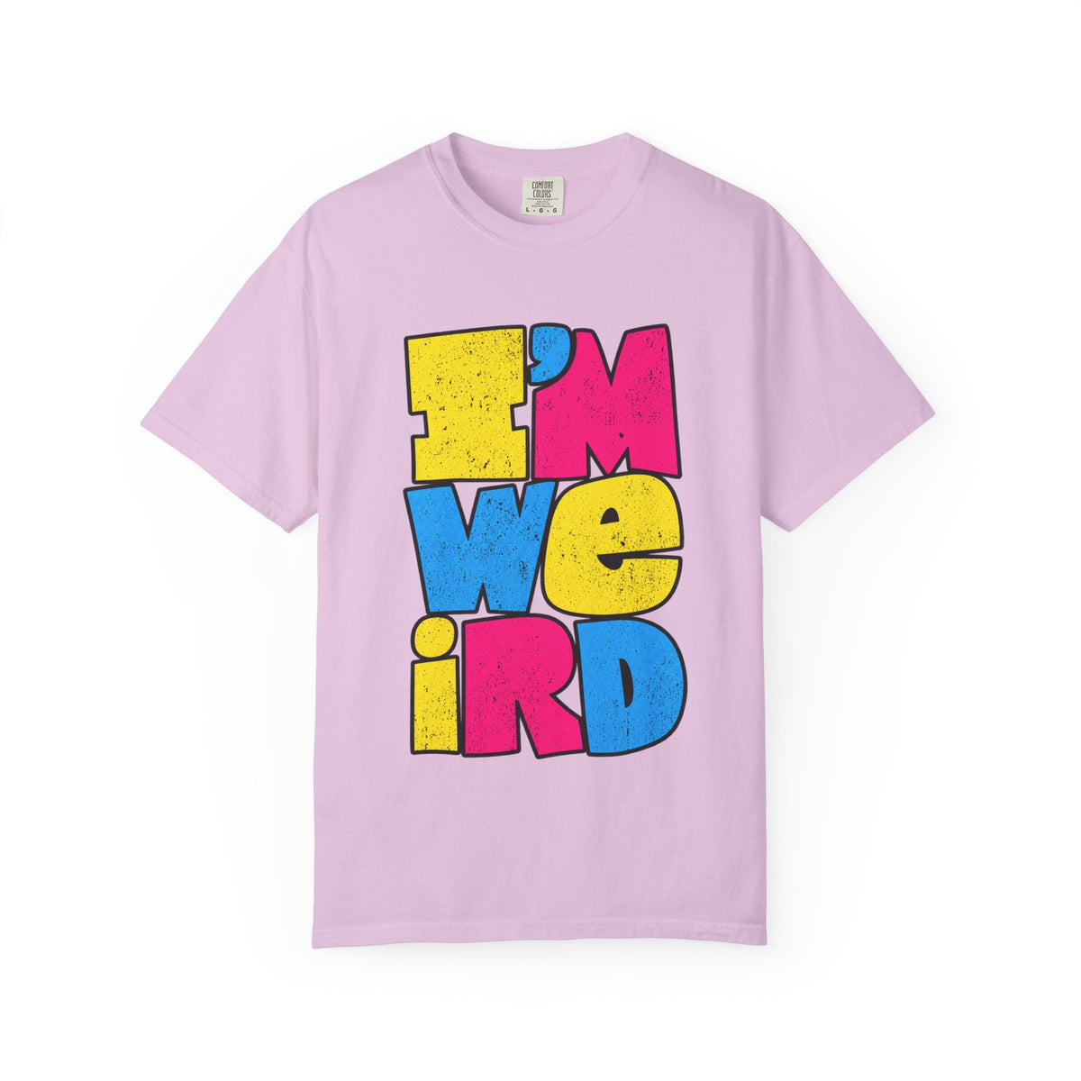 "I'M WEIRD" Colorblock Graphic T-Shirt — Retro Pop Statement Tee