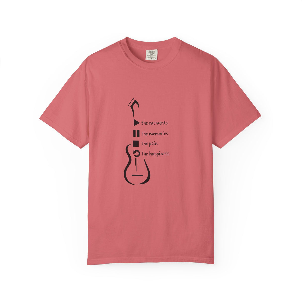 Guitar Silhouette Tee — "Our Moments, Our Memories, Our Music, Our Happiness"