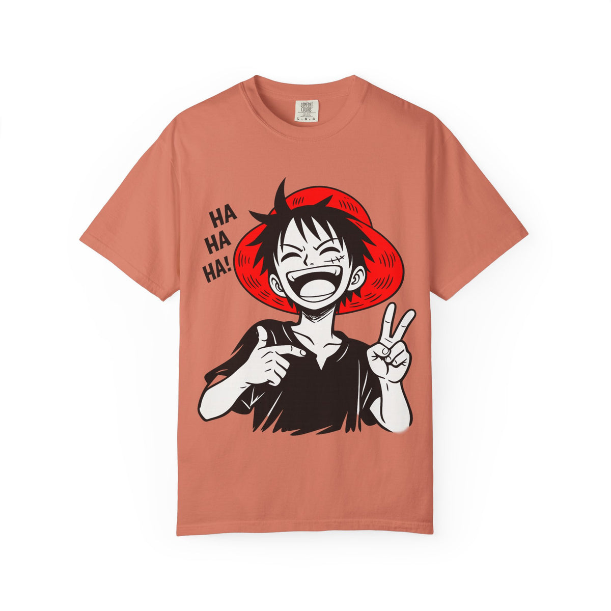 Anime Luffy Laughing Graphic T-shirt - Monkey D. Luffy Peace Sign Tee