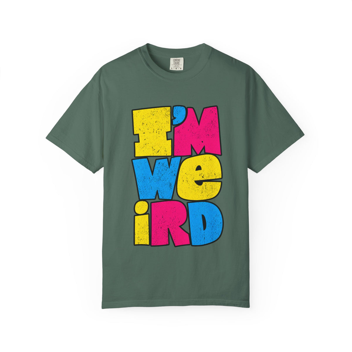 "I'M WEIRD" Colorblock Graphic T-Shirt — Retro Pop Statement Tee