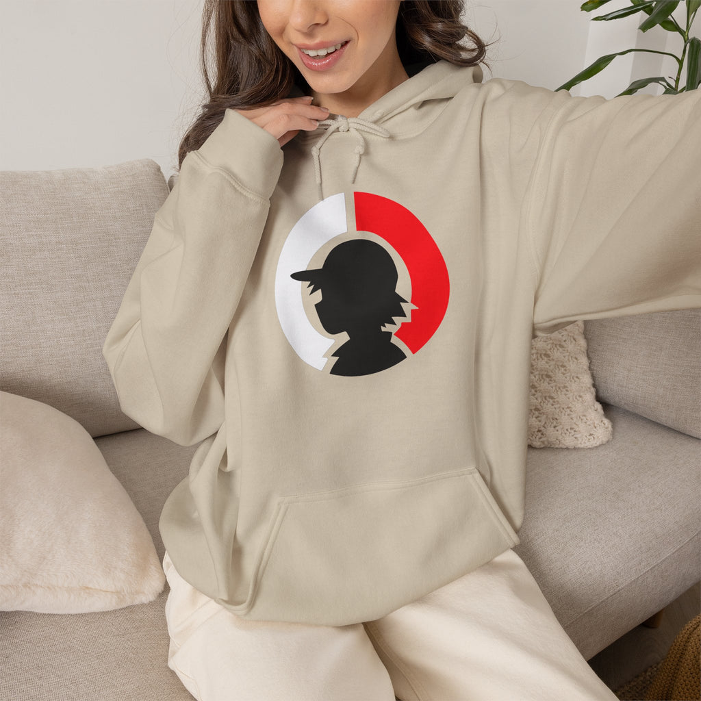Detective Silhouette Hoodie – Minimal Red Moon Mystery Graphic