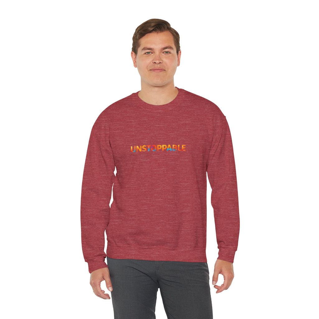 Unstoppable Crewneck Sweatshirt — Inspirational Rainbow Text Pullover