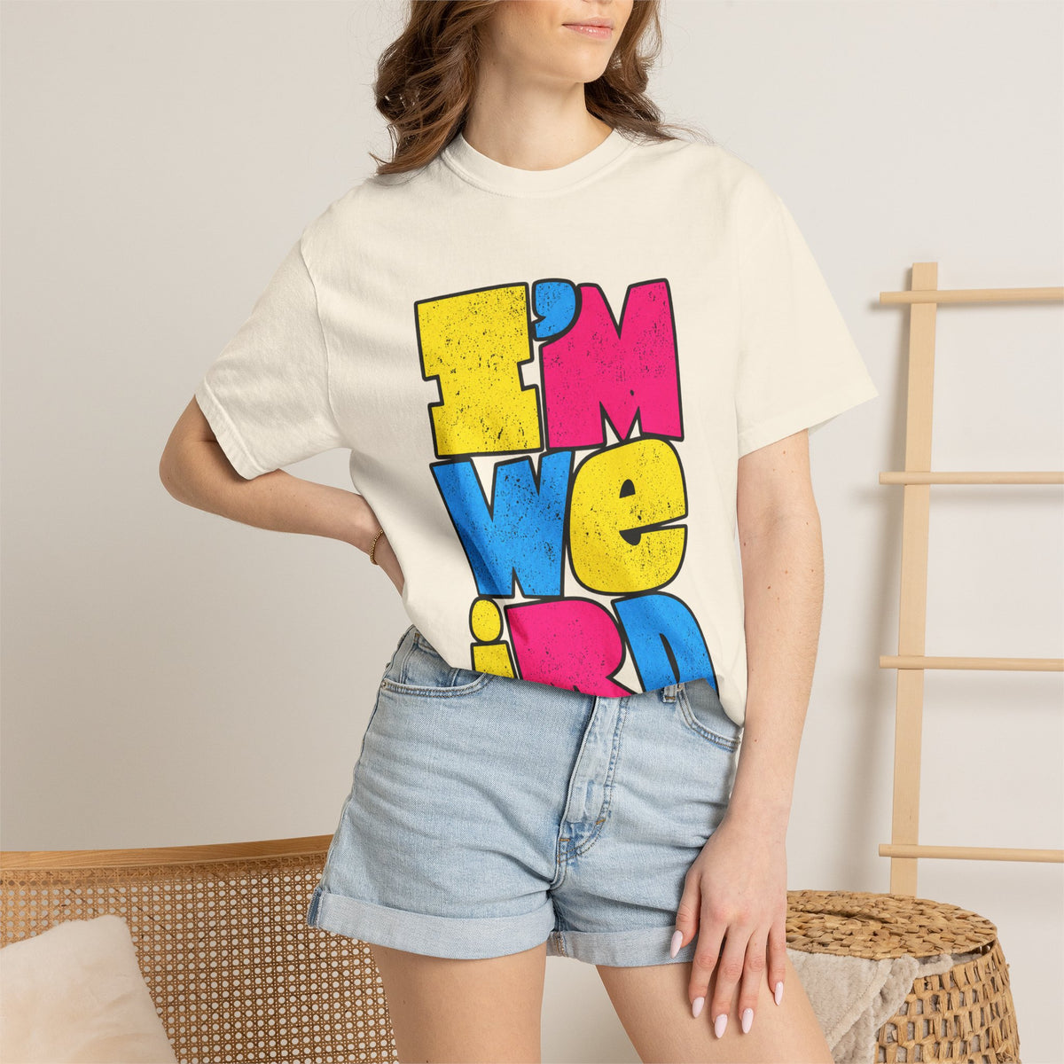 "I'M WEIRD" Colorblock Graphic T-Shirt — Retro Pop Statement Tee