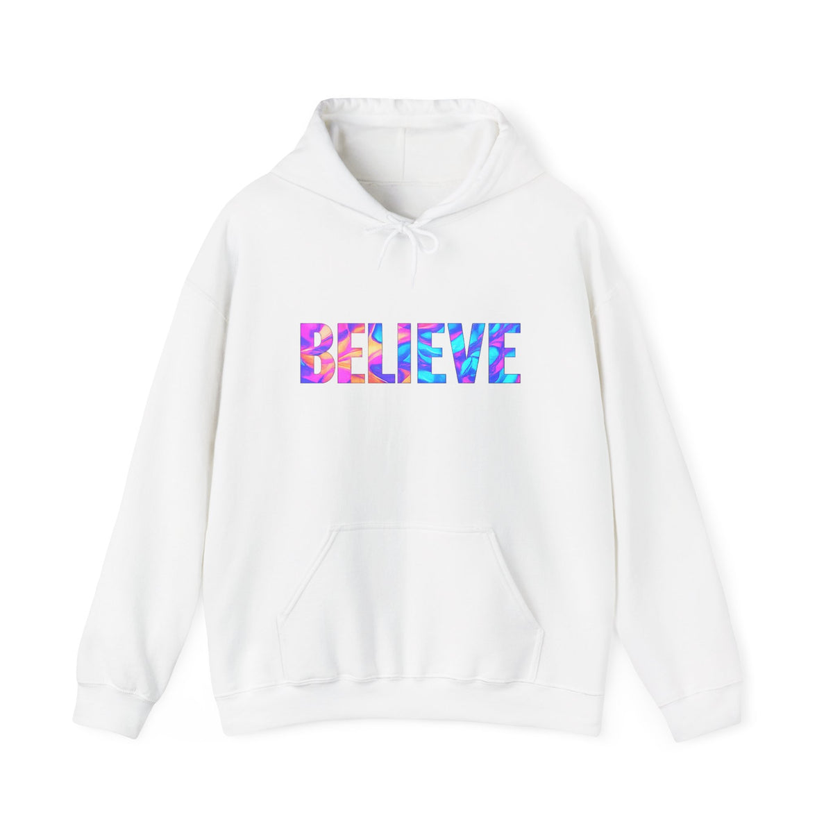 Believe in Yourself Hoodie — Colorful Watercolor Text Inspirational Sweatshirt