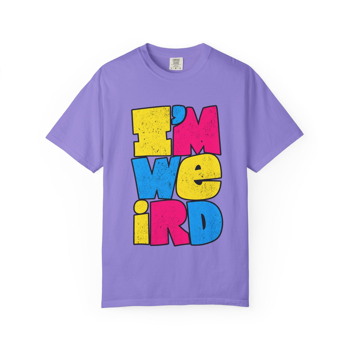 "I'M WEIRD" Colorblock Graphic T-Shirt — Retro Pop Statement Tee