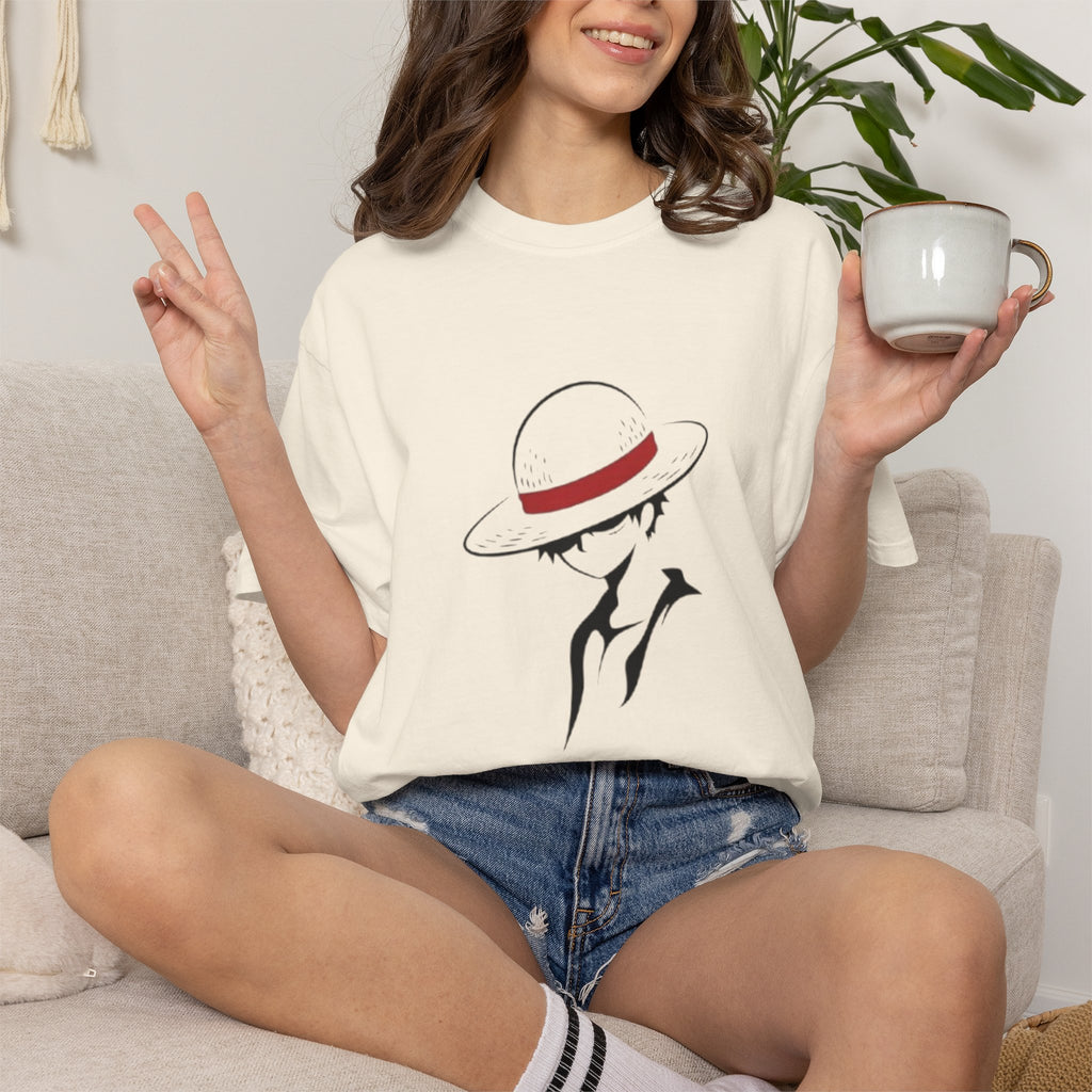Minimal Straw Hat Silhouette T-Shirt