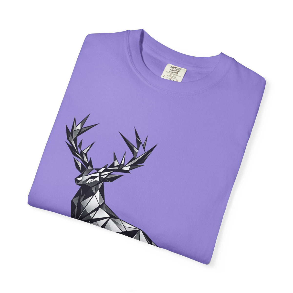 Geometric Stag T-Shirt — Black Polygon Deer Graphic Tee