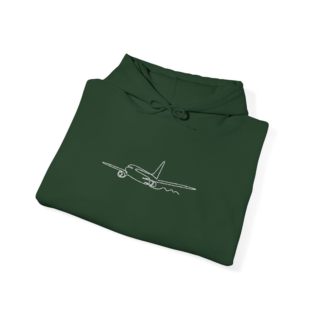 Airplane Silhouette Embroidered Hoodie — Minimal Flight Crew & Aviation Gift