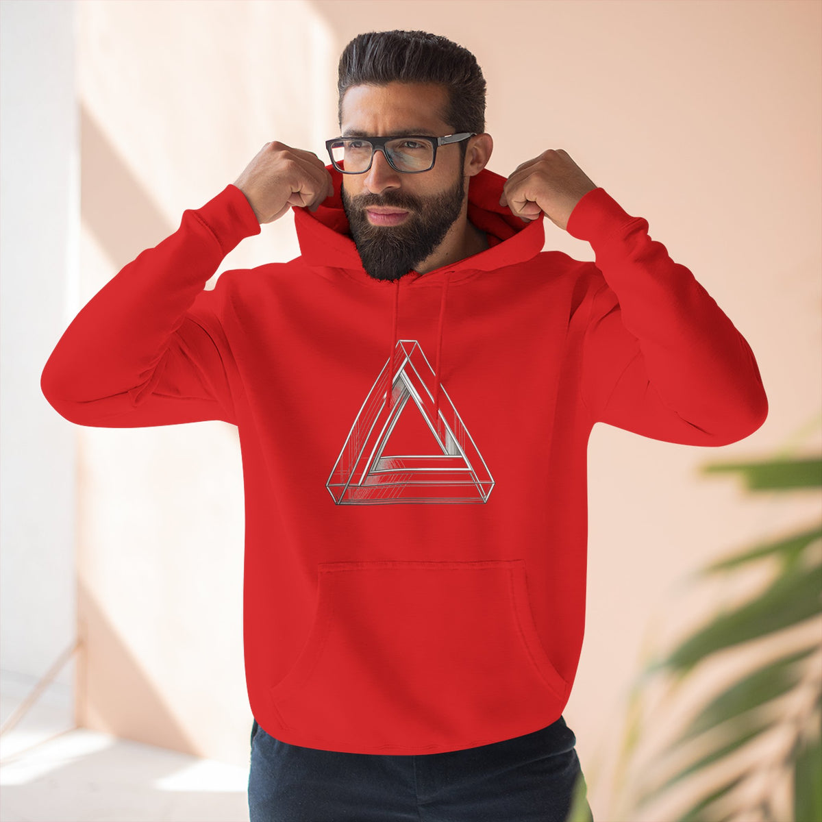 Minimal Geometric Triangle Hoodie — Three-Panel Illusion Design