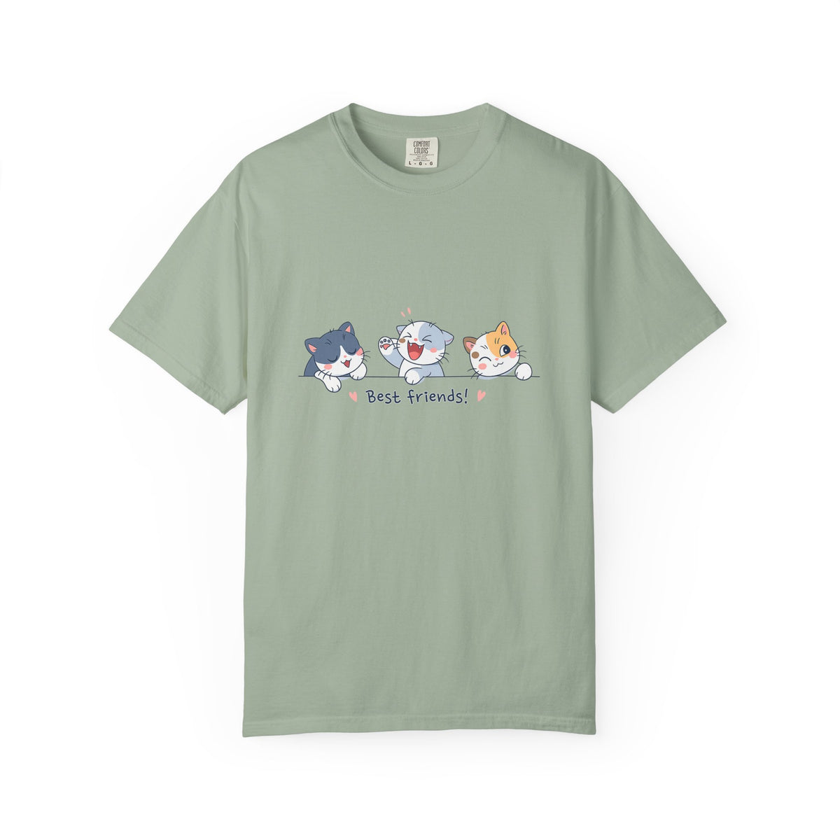 Cute ‘Best Friends!’ Cat T-Shirt — Cartoon Kitten Trio Graphic Tee