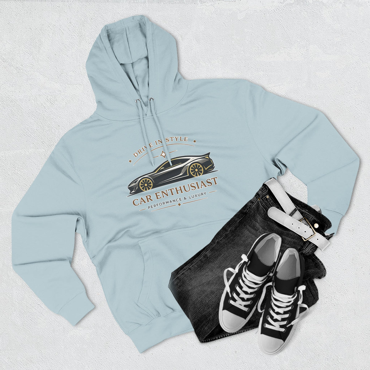 Car Enthusiast Hoodie — Vintage Sports Car Graphic, 'Drive in Style' Casual Pullover