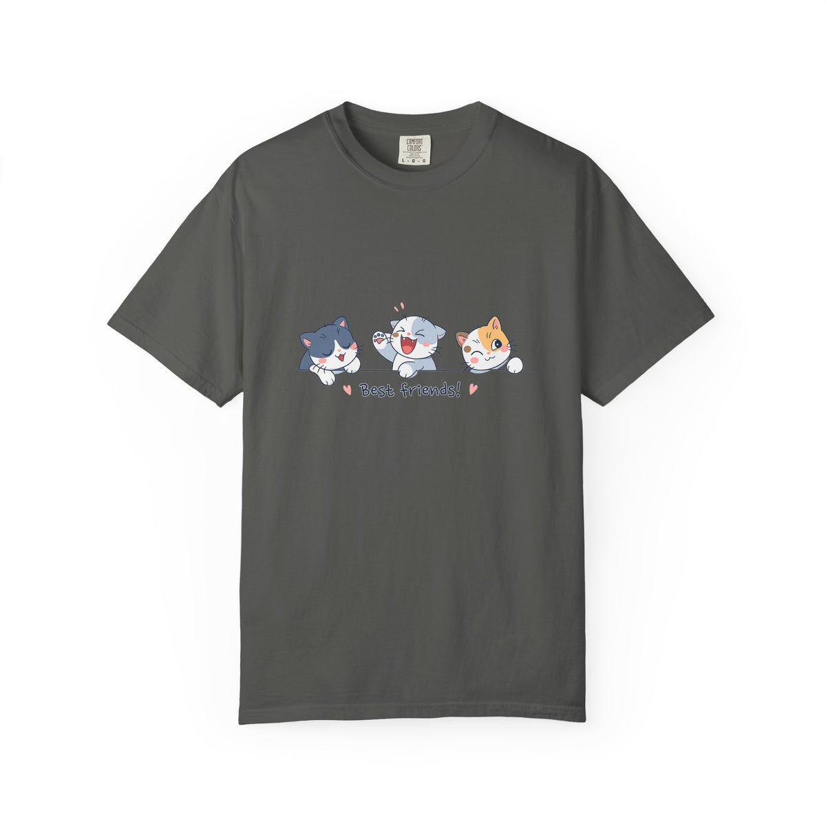 Cute ‘Best Friends!’ Cat T-Shirt — Cartoon Kitten Trio Graphic Tee
