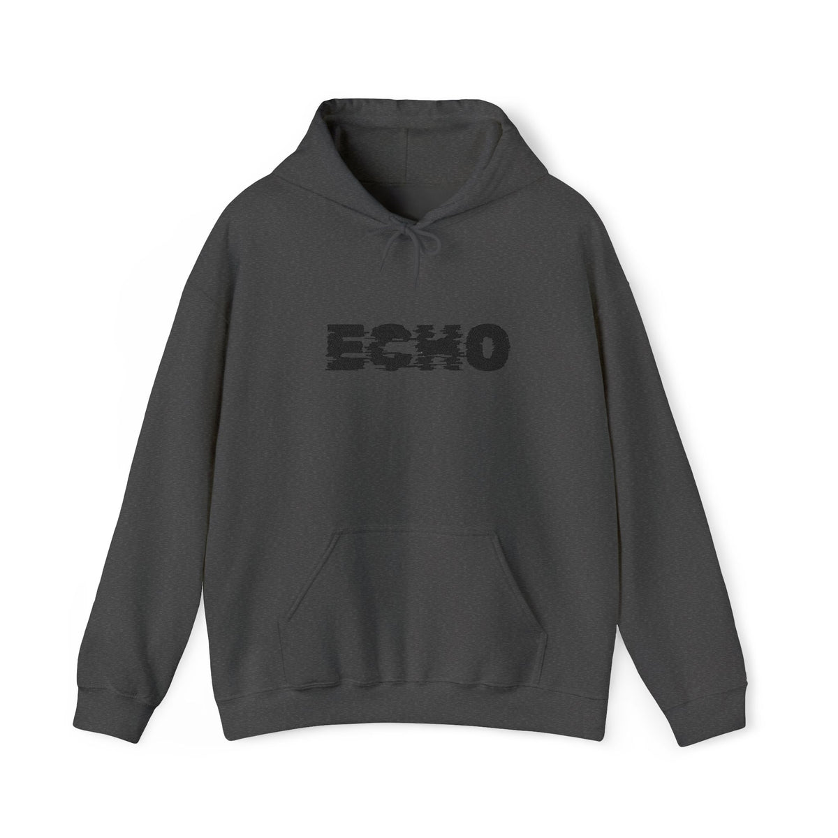 Echo Distressed Logo Hoodie — Retro Grunge Streetwear Pullover