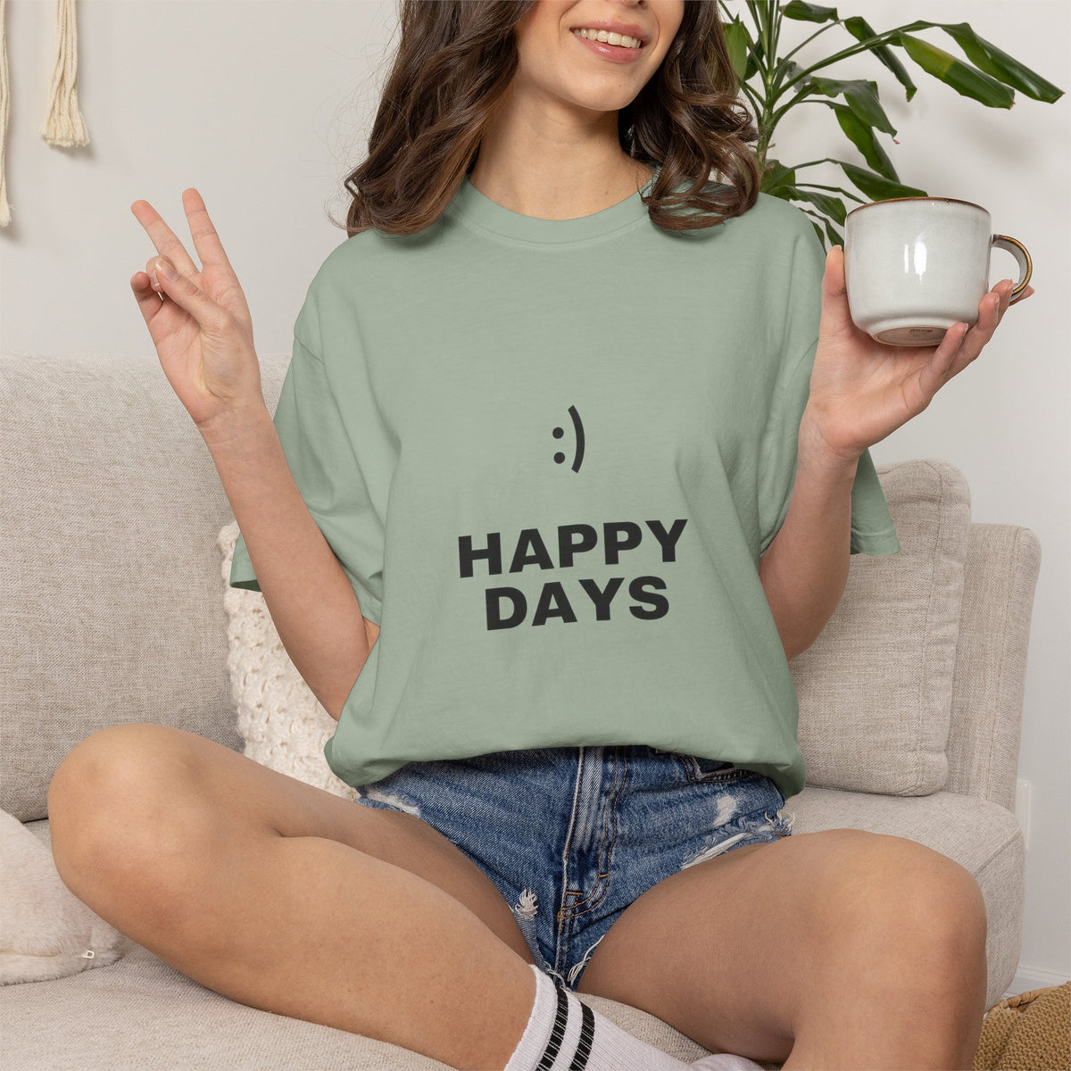 Happy Days T-Shirt — Minimal Smiley Graphic Tee