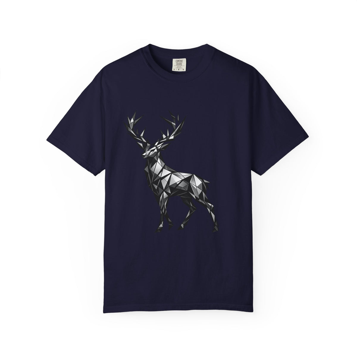 Geometric Stag T-Shirt — Black Polygon Deer Graphic Tee