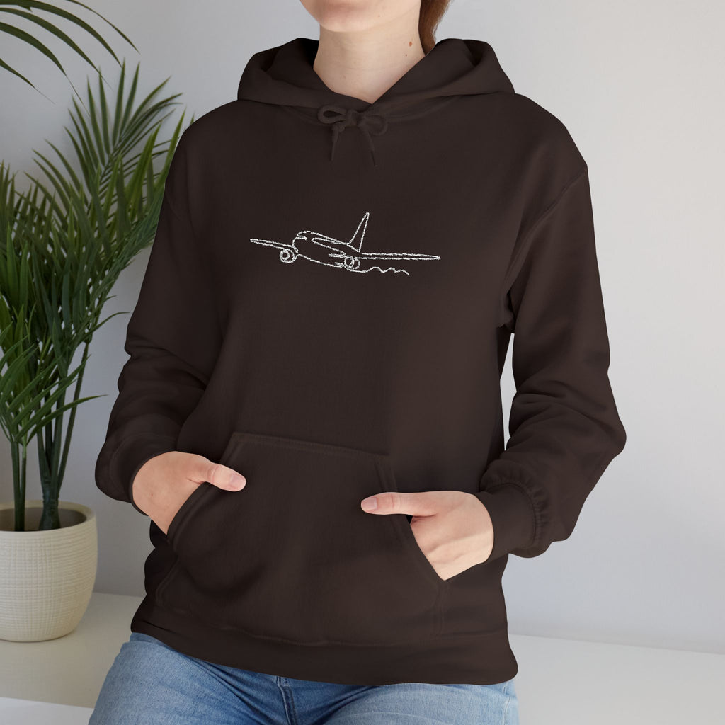Airplane Silhouette Embroidered Hoodie — Minimal Flight Crew & Aviation Gift