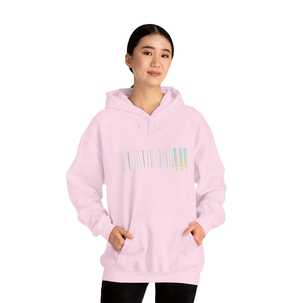 Unique One Barcode Hoodie — "Be the Unique One" Graphic Pullover