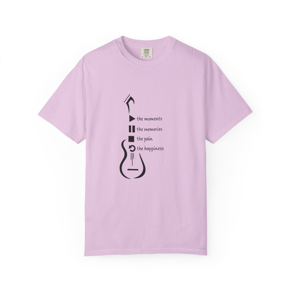 Guitar Silhouette Tee — "Our Moments, Our Memories, Our Music, Our Happiness"