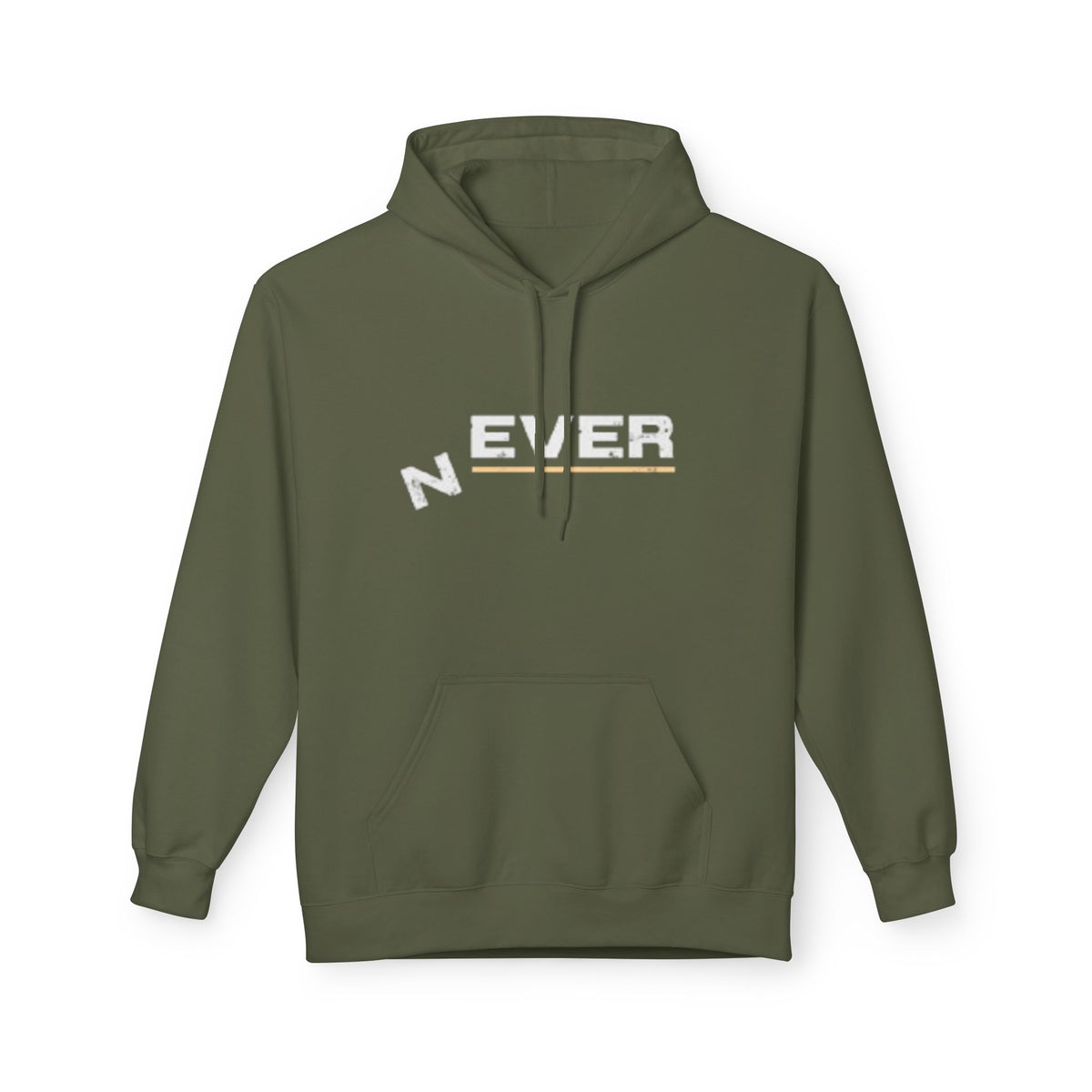 Never Typography Hoodie — Brown Casual Graphic Pullover