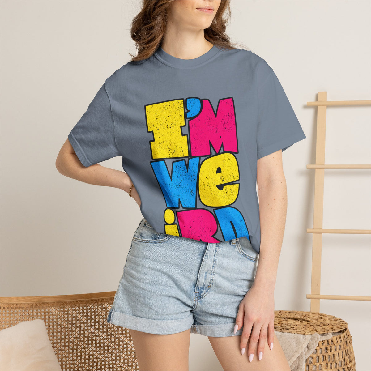 "I'M WEIRD" Colorblock Graphic T-Shirt — Retro Pop Statement Tee
