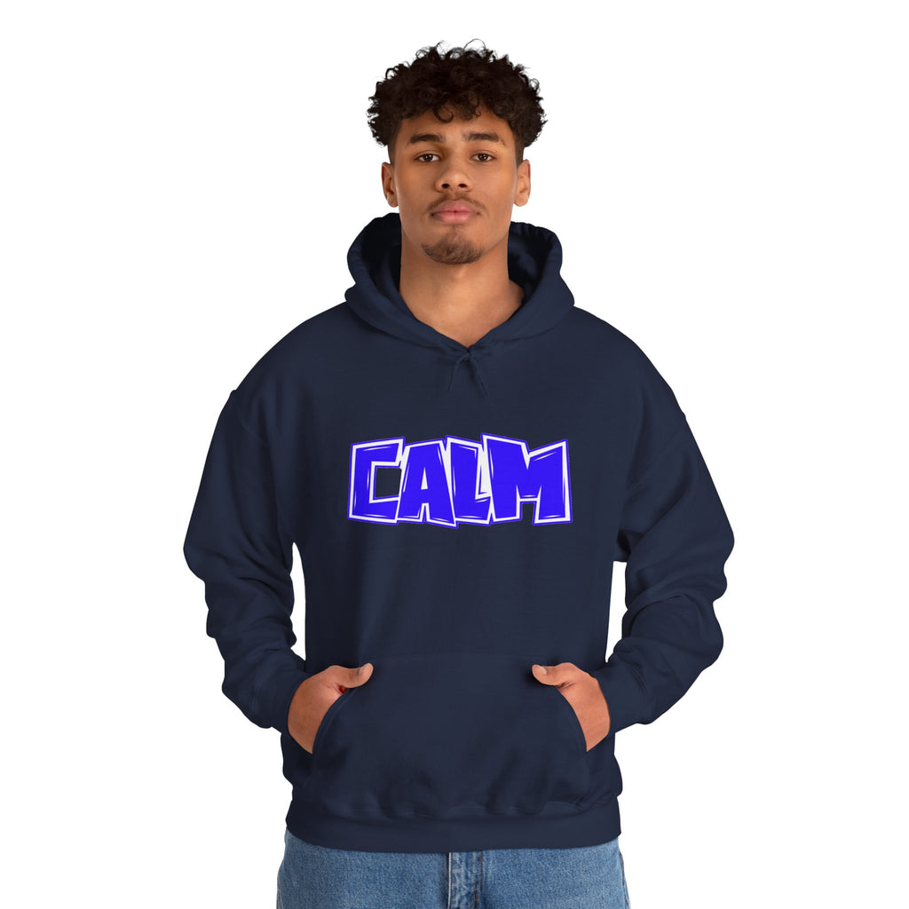 Calm Graphic Hoodie — Bold Blue Streetwear Pullover