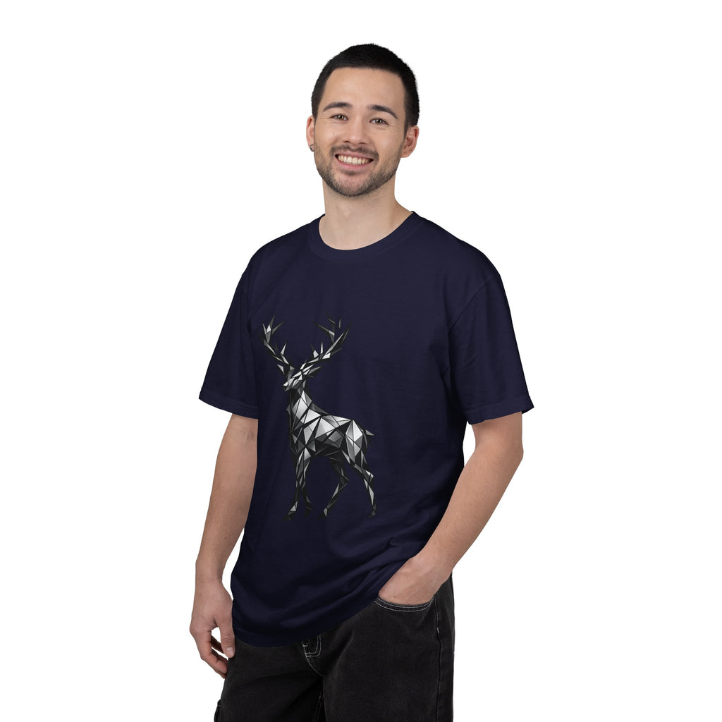 Geometric Stag T-Shirt — Black Polygon Deer Graphic Tee