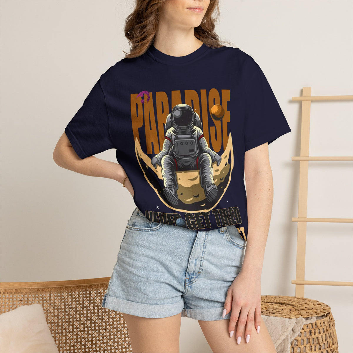 T-Shirt — 'Paradise: Never Get Tired of Getting Lost' Astronaut Graphic Tee