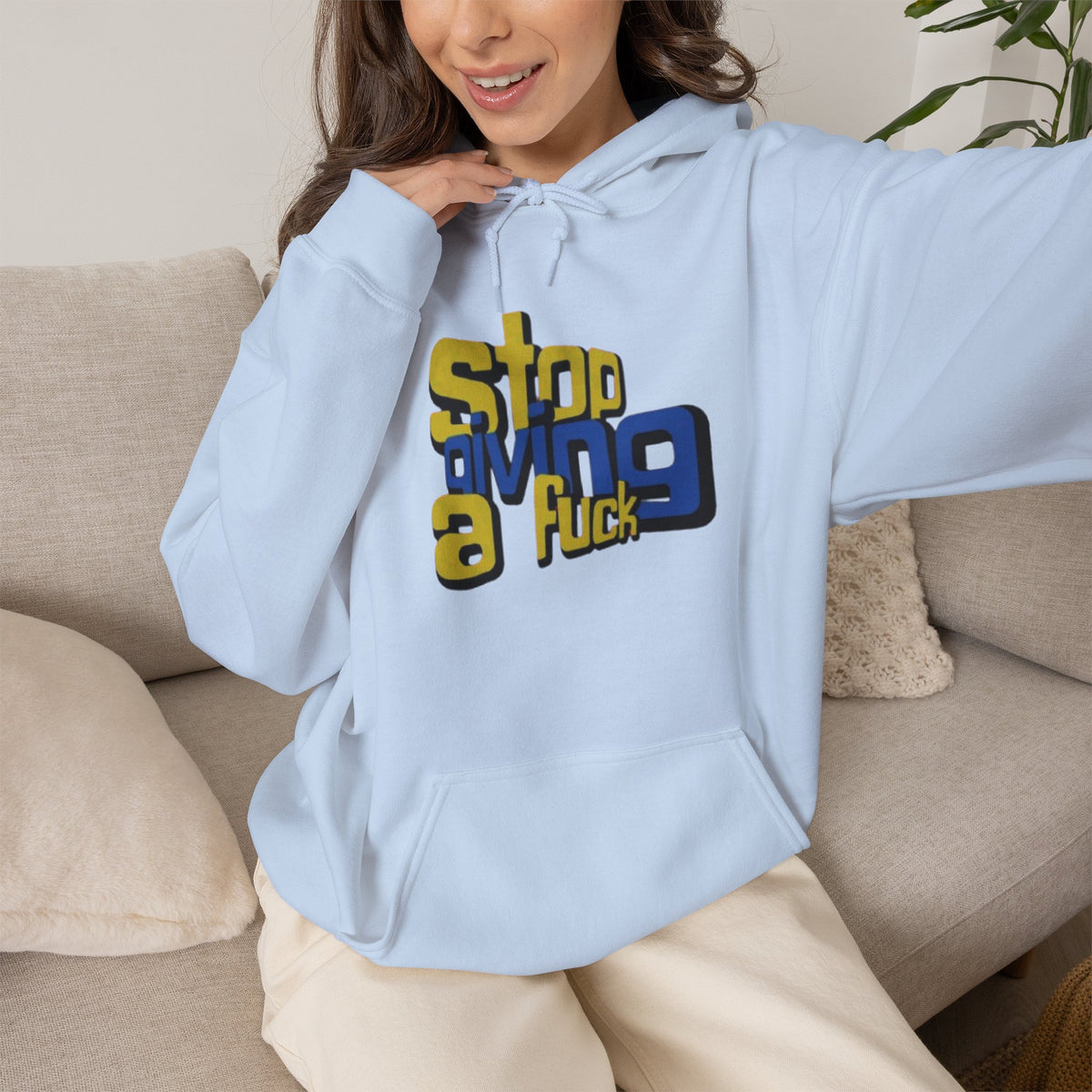 Hoodie — "Stop Giving a F*ck" Bold Retro Graphic Hoodie