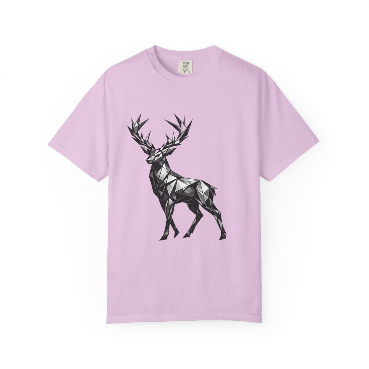 Geometric Stag T-Shirt — Black Polygon Deer Graphic Tee