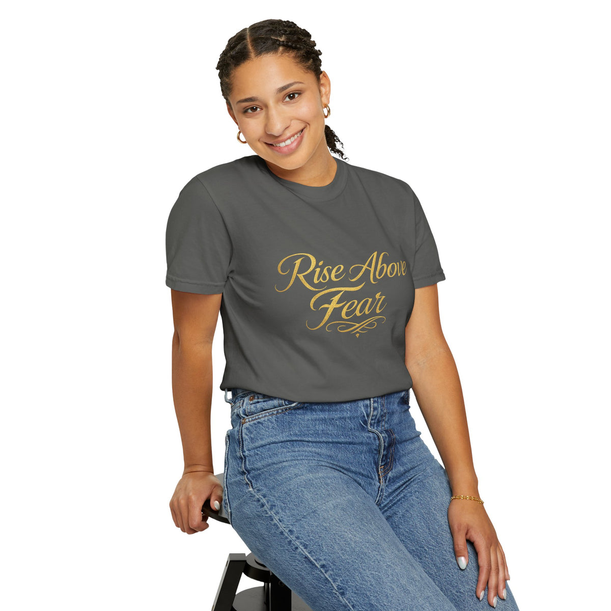 Rise Above Fear T-Shirt — Inspirational Script Graphic Tee