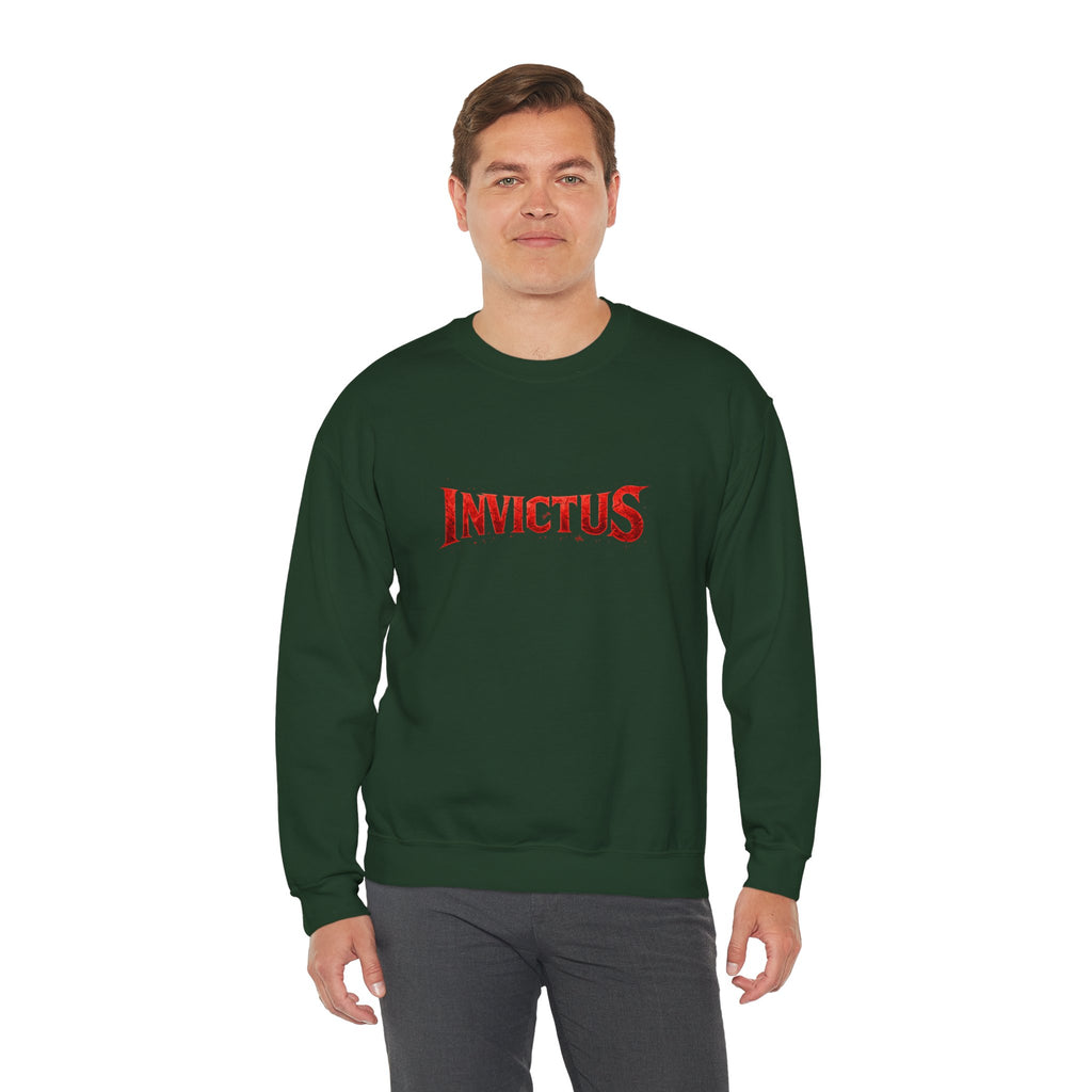 Invictus Crewneck Sweatshirt — Bold Red Script Pullover