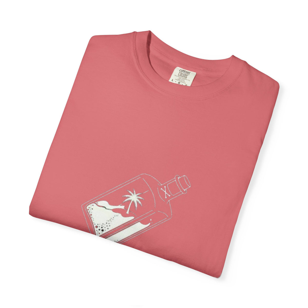Pocket Island T‑Shirt — Minimal Bottle Isle Graphic Tee