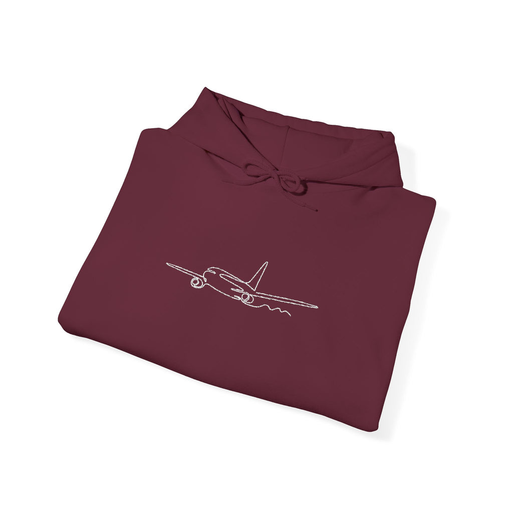 Airplane Silhouette Embroidered Hoodie — Minimal Flight Crew & Aviation Gift