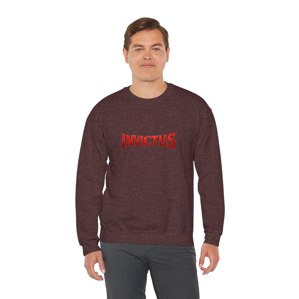 Invictus Crewneck Sweatshirt — Bold Red Script Pullover