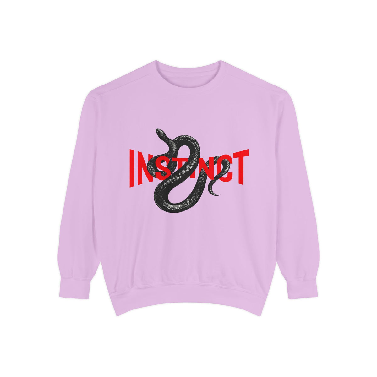 Instinct Snake Sweatshirt — Graphic Crewneck with Bold Red Text