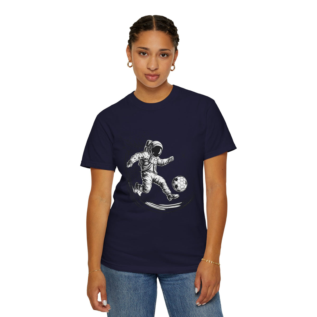 Astronaut Soccer T-Shirt — Space Football Graphic Tee