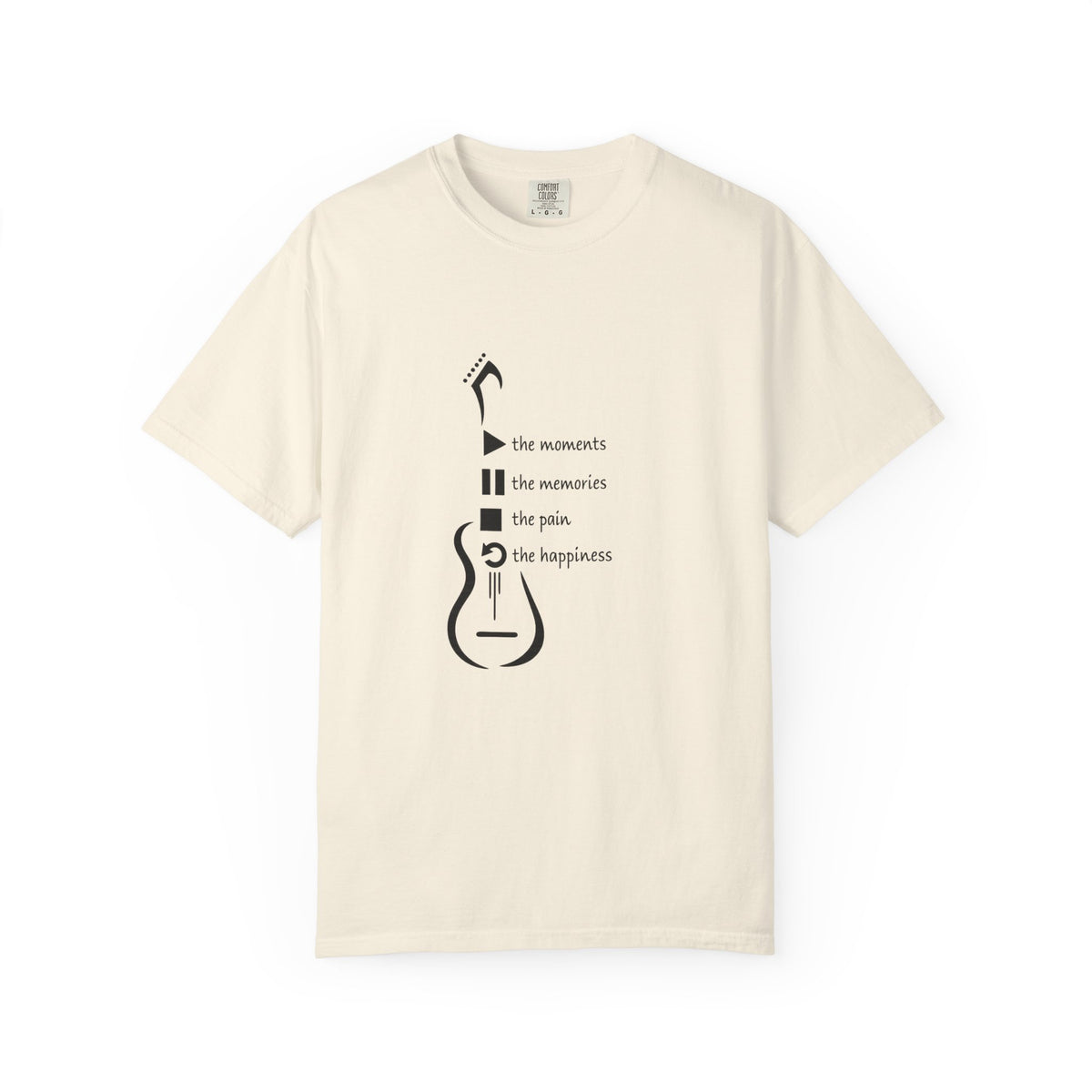 Guitar Silhouette Tee — "Our Moments, Our Memories, Our Music, Our Happiness"